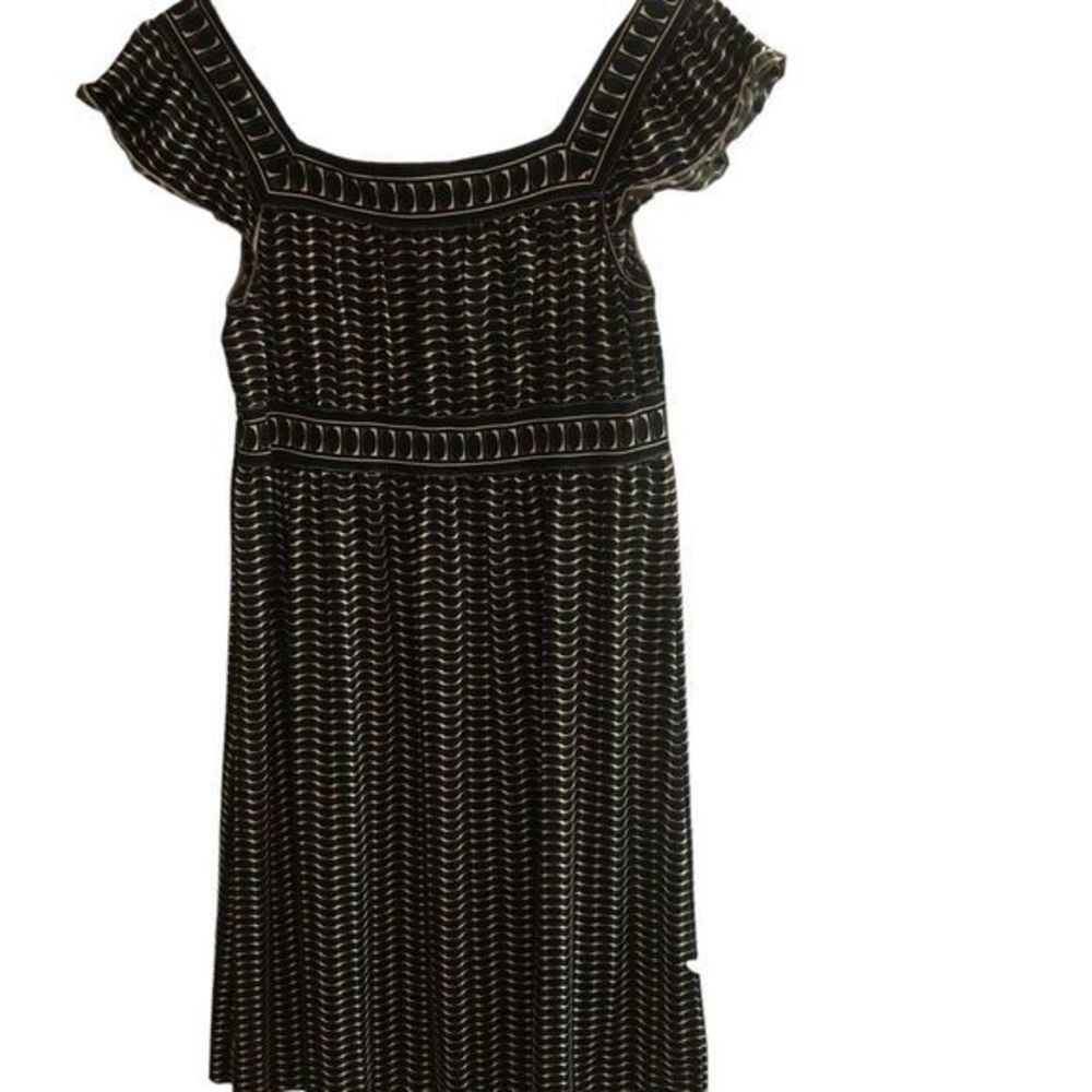 Max Studio Flutter Cap Sleeve‎ Geometric Design Midi Dress Size Medium - Picture 2 of 7